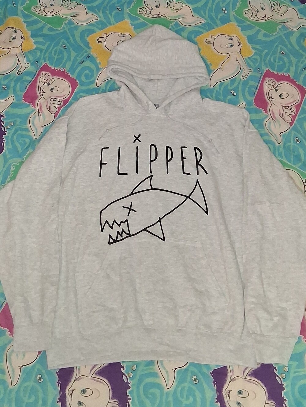 Flipper Kurt Cobain Drawing Vintage Hoodie Hooded Sweatshirt